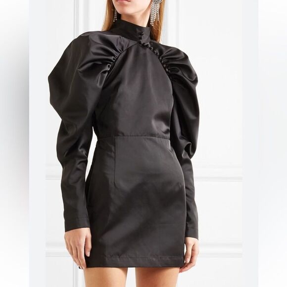COPY - ROTATE Birger Christensen Kim Black Puff Sleeve Mini Dress Buttons sz M - Picture 15 of 15